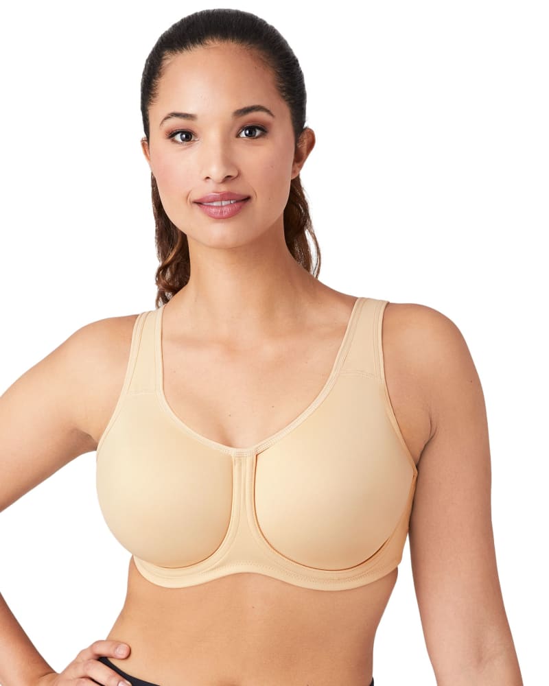 Front of a model wearing a size 36D Simone Sport in Sand by Wacoal. | dia_product_style_image_id:304126
